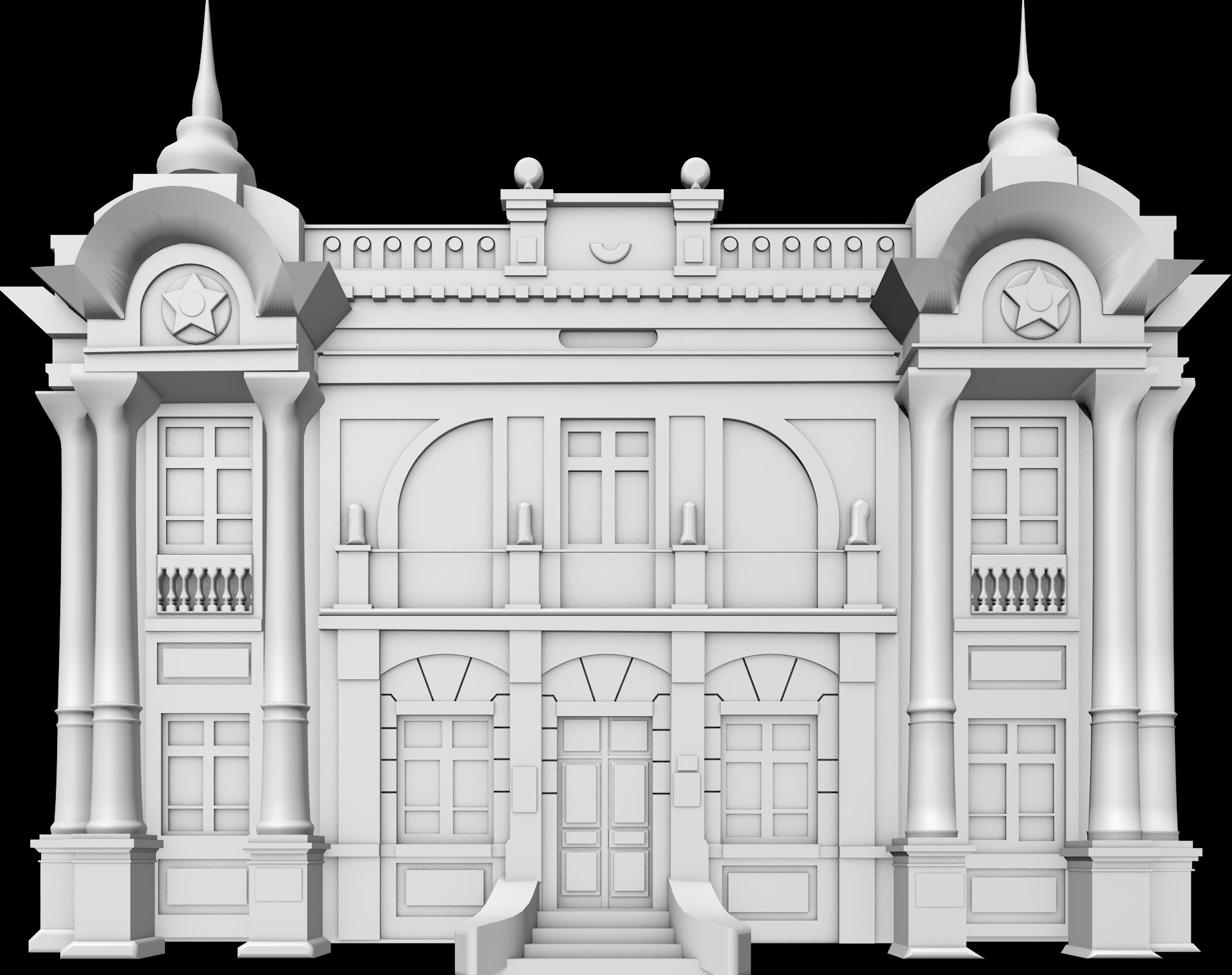 Modelo 3D da fachada do museu usado no mapeamento